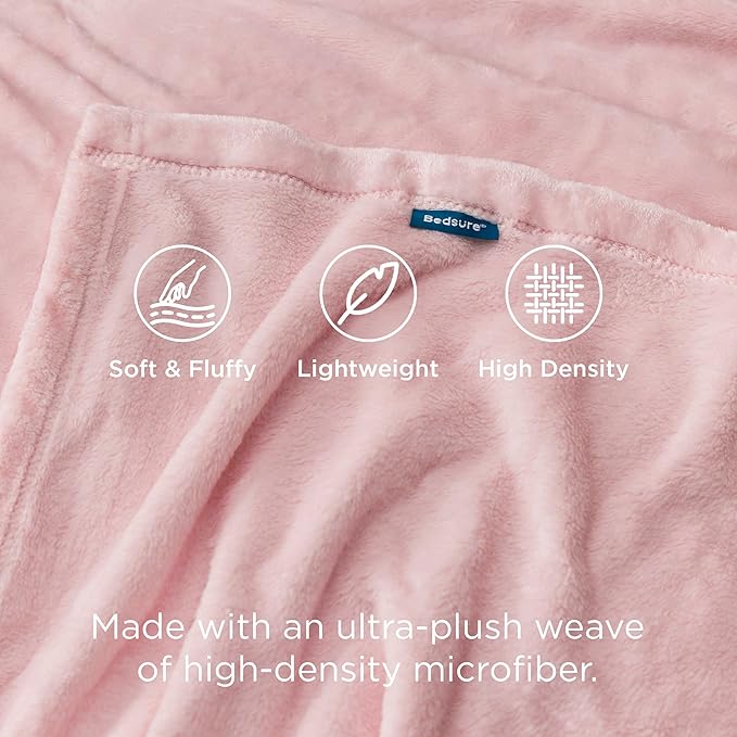 Bedsure GentleSoft Fleece Blanket Twin Size Pink - 300GSM Lightweight Plush Fuzzy Cozy Soft Valentines Blanket for Bed, Sofa, Couch, Travel, Camping, 60x80 inches