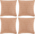 Fancy Homi 4 Packs Peach Decorative Throw Pillow Covers 22x22 Inch for Living Room Couch Bed, Rustic Modern Farmhouse Boho Home Decor, Soft Plush Corduroy Cute Square Accent Cushion Case 55x55 cm
