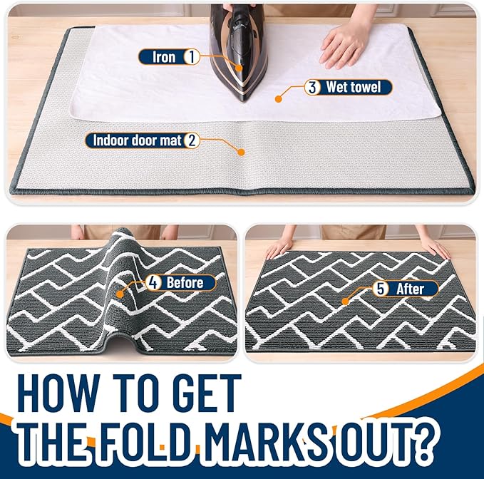 OLANLY Front Door Mat, Non-Slip Rubber Backing, Dirt Resistant and Absorbent, Washable, Easy to Clean Low-Profile Indoor Doormat for Back Door, Entryway, Inside Entrance, 36x24, Charcoal