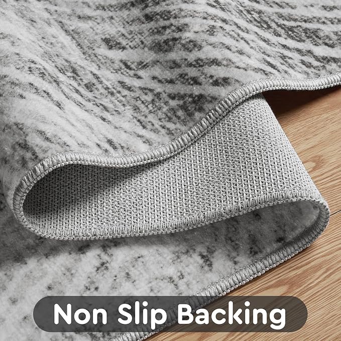 3 x 5 Rug Small Non Slip Area Rug Ultra Soft Machine Washable Low Pile Modern Abstract Dahlia Indoor Carpet Rugs for Bedroom Living Room Entryway Kitchen Bedside, Grey