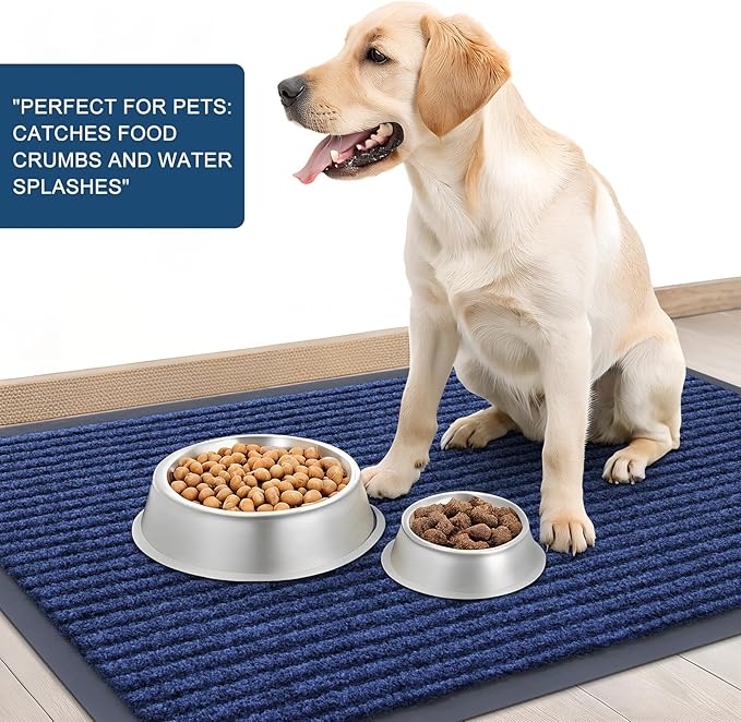 OLANLY Front Door Mat Indoor Outdoor Entrance, Waterproof Heavy Duty Doormat, Fade Resistant, Low Profile, Easy Clean Patio Porch Welcome Floor Mats for Entry, 47x17, Blue