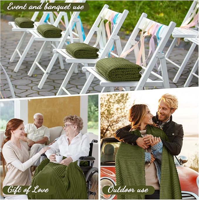Buryeah 6 Pcs Flannel Throw Blanket Bulk 50 x 60 in Sleepover Blanket Outdoor Wedding Throw Lightweight, Oeko-tex Standard 100 Certified for Sofa Homeless Gifts (Army Green)