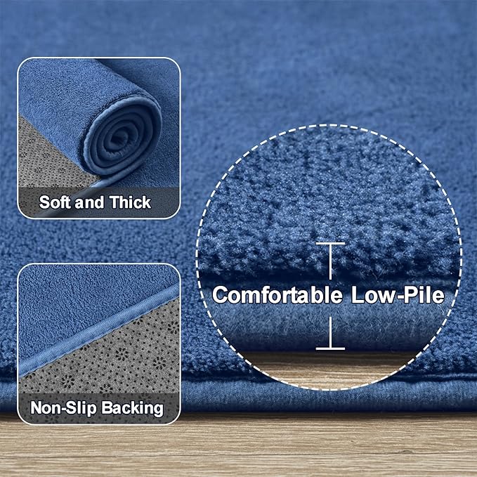 Amearea Large Modern Area Rugs for Bedroom Living Room, 8x10 Feet Blue Thickened Memory Foam Rug, Fluffy Indoor Washable Rugs Non Slip Minimalist Carpet for Boys Girls Dorm Nursery Room Decor