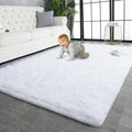 TWINNIS Super Soft Shaggy Rugs Fluffy Carpets, 5x8 Feet, Indoor Modern Plush Area Rugs for Living Room Bedroom Kids Room Nursery Home Decor, Upgrade Anti-Skid Rectangular Fuzzy Rug, White