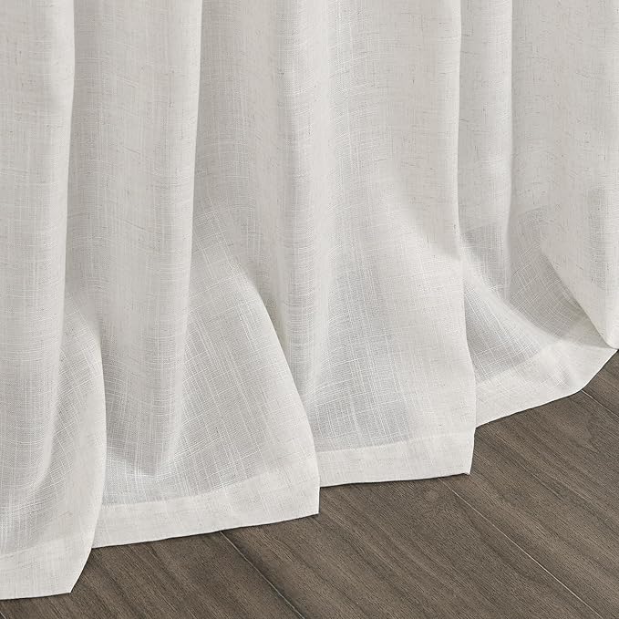 Nanspring Natural Linen Curtains 84 Inch Length 2 Panels Set for Living Room Country Semi Sheer Rustic Light Filtering Curtains Farmhouse Decor Curtain for Bedroom Back Tab and Rod Pocket 52x84
