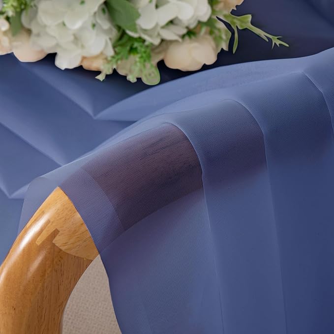 OWENIE Sheer Curtains 54 Inch Length 2 Panels Set, Royal Blue Clear Sheer Short Curtains for Small Window, Light Filtering Rod Pocket Curtain Sheers, 2 Pcs 84 Width 54 Long, Royal Blue