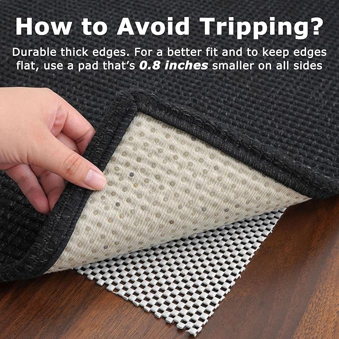 KOZYFLY Long Runners for Hallways 3x12 ft Washable Kitchen Runner Non Slip Rubber Backed Hallway Rugs Cotton Entryway Runner Rug Floor Carpet for Indoor Hall, Backdoor, Kitchen, Black/Dark Grey