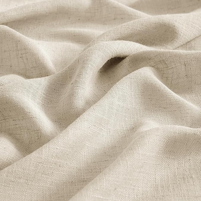 MIULEE Linen Curtains 63 Inch Length 2 Panels for Bedroom Living Room, Soft Thick Linen Textured Back Tab Kitchen Window Drapes Semi Sheer Light Filtering Rod Pocket Modern Farmhouse Decor