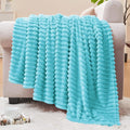 BEDELITE Fleece Throw Blanket for Couch – 3D Ribbed Jacquard Soft and Warm Decorative Fuzzy Blanket – Cozy, Fluffy, Plush Lightweight Light Blue Throw Blankets for Bed, Sofa, 50x60 inches