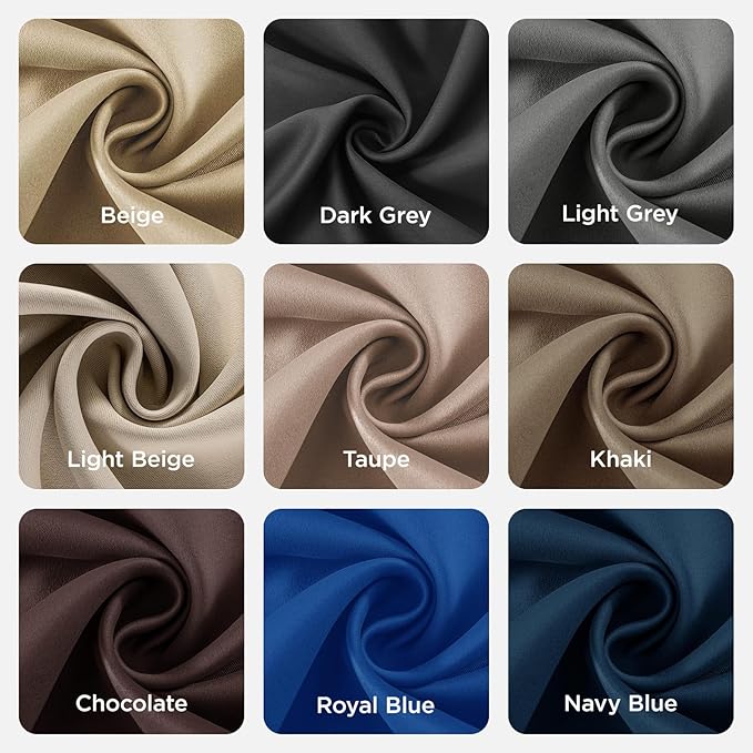 Joydeco Blackout Curtains 72 Inch Length 2 Panels Set, Thermal Insulated Long Curtains& Drapes 2 Burg, Room Darkening Grommet Drapes for Living Room Bedroom Window (W52 x L72 Inch, Light Beige)