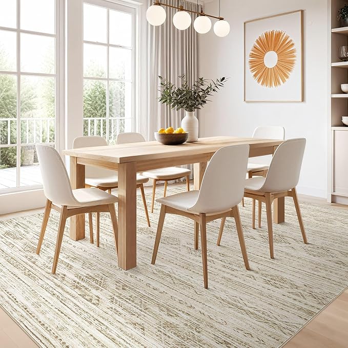 Nakagishi 8x10 Area Rugs Living Room: Washable Boho Large Neutral Modern Soft Farmhouse Beige Rug Stain Resistant Indoor Floor Non-Slip Carpet for Women Home Enthusiasts Aged 25-45 - Bedroom Room