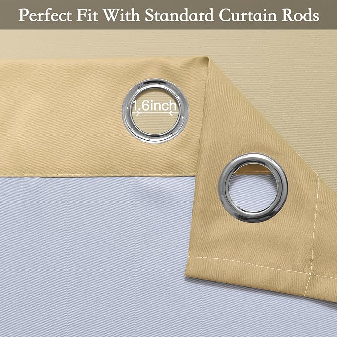SimpleHome Ombre Room Darkening Curtains 63 inches Length for Bedroom,Grommet Gradient Light Blocking Beige Gradient Window Curtains for Living Room,2 Panels, 52x63 inches