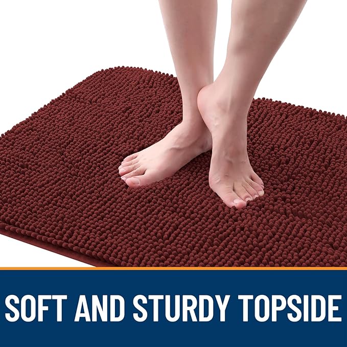 OLANLY Dog Door Mat for Muddy Paws 40x24, Absorbs Moisture and Dirt, Absorbent Non-Slip Washable Doormat, Quick Dry Chenille Mud Mat, Entry Indoor Entryway Carpet for Inside Floor, Caramel Russet