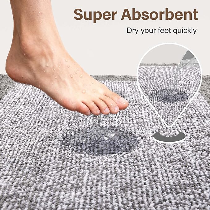 48x32 Large Bathroom Rugs Washable Non Slip, Light Grey Bath Mat for Bathroom Floor Tub, Soft Absorbent Quick Dry Mats for Shower, Bathtub,Home Decor