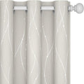 Deconovo Beige Curtains for Living Room, Room Darkening Soundproof Drapes with Wave Dots Silver Print, 42 x 72 Inch Long, Grommet Top, Set of 2 Window Panels for Living Room Bedroom Office Nursery