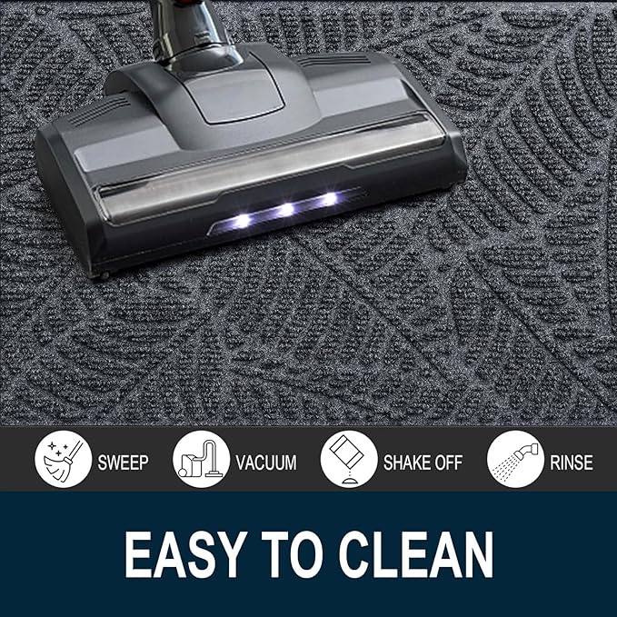 Colorxy Waterproof Doormat, Sturdy Natural Rubber Front Indoor Mat, Non Slip Low Profile Indoor Outdoor Door Mats, Stain and Fade Resistant Floor Mat, Easy Clean Patio Entrance Mat, 71''x47'', Grey