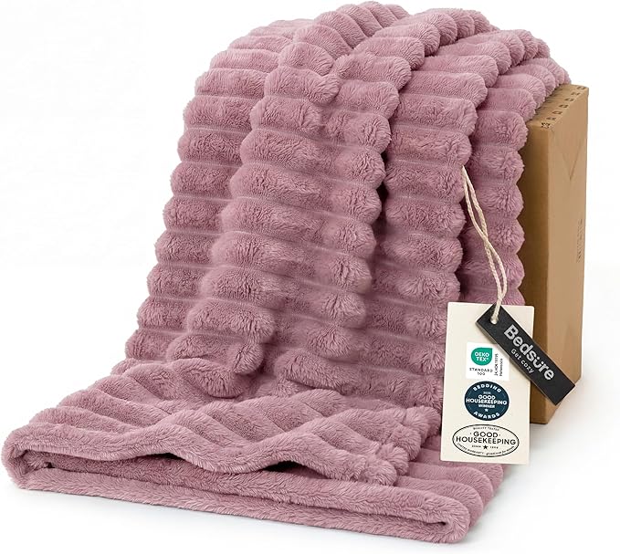 Bedsure GentleSoft Pink Fleece Blanket for Couch - Cozy Soft Blankets for Women, Cute Small Throws for Girls, 60x80 Inches