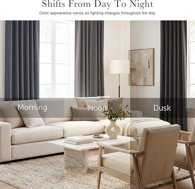 Pony Dance Blackout Curtains Thermal Insulated Window Treatment Panels Room Darkening Shade Drapes for Living Room Back Tab/Rod Pocket Bedroom Draperies, 55 x 90 Inch, Grey, 2 Panels