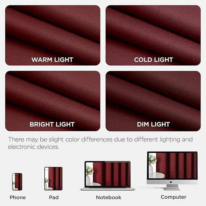 Joydeco Blackout Patio Sliding Door Curtains 90 Inches Long, Grommet Privacy Room Divider Curtains, Extra Wide Thermal Blackout Drapes for Bedroom Living Room (Burgundy Red, 60Wx90L, 1 Panel)