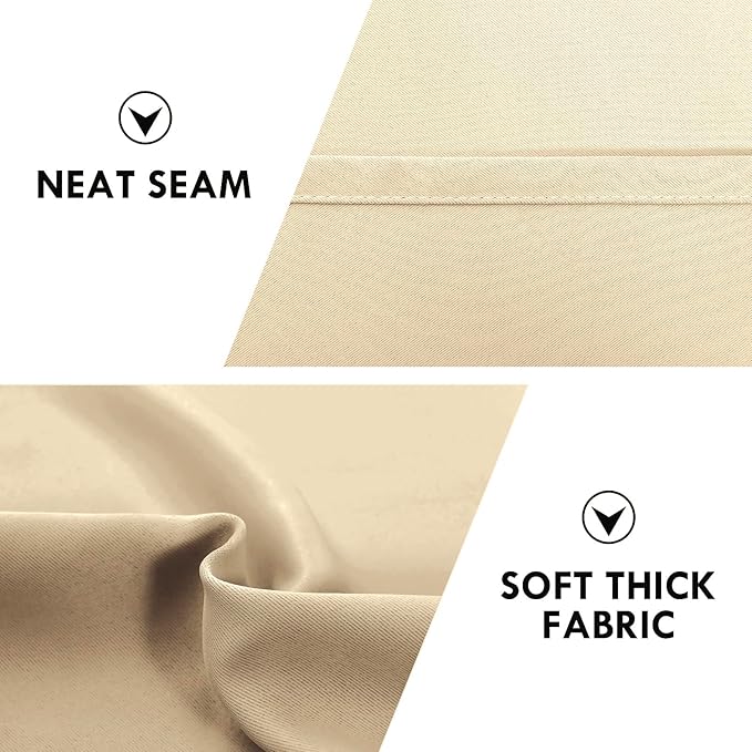 DWCN Beige Blackout Curtains for Bedroom – Rod Pocket Thermal Insulated Energy Saving Drapes for Living Room and Bedroom, W 38 x L 54 Inch, 2 Panels