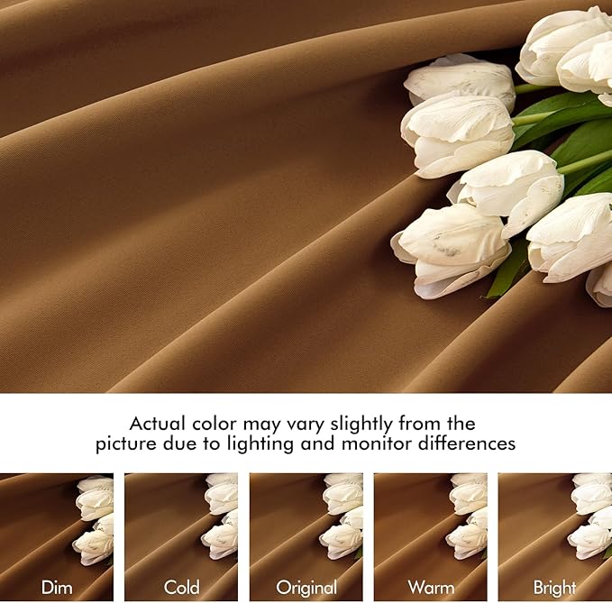 MIULEE Golden Brown Back Tab Blackout Curtains 102 Inch Long 2 Panels Set for Bedroom, Rod Pocket/Pinch Pleated Thermal Insulated Living Room Darkening Light Blocking Floor to Ceiling Drapes