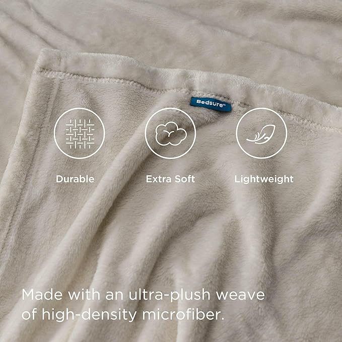 Bedsure GentleSoft Fleece Throw Blanket for Couch Oxford Tan - Lightweight Plush Fuzzy Cozy Soft Blankets and Throws for Sofa, 50x70 inches