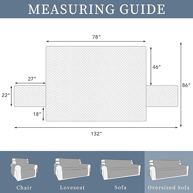 ISSUNTEX Double Protection 100% Waterproof Sofa Covers for Living Room, Reversible Couch Covers for 3 Cushion Couch Sofa, Furniture Protector Sofa Cover for Pets (X Large, Ivory/Ivory)
