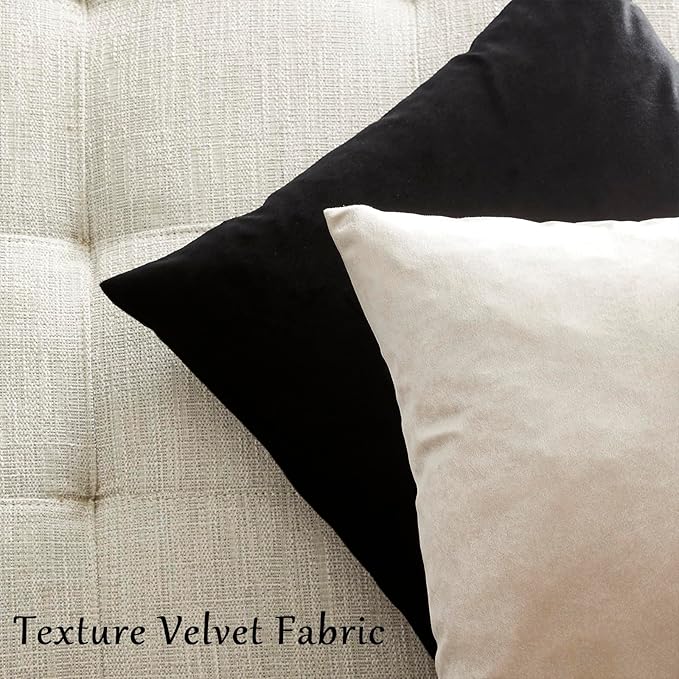 GIGIZAZA Beige Pillow Covers 20x20: Pack of 2 Super Soft Velvet Throw Pillows Solid Vintage Covers - Decorative Elegant Champagne Couch Big Square Cushion Covers Used for Living Room,Bedroom