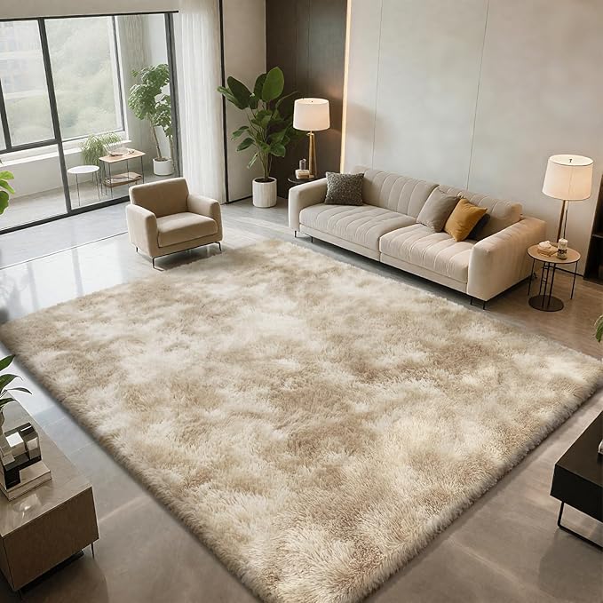 Shag Area Rugs for Bedroom Living Room,6X9 Ultra Soft Fluffy Area Rugs for Dorm, Indoor Carpet Nursery Rugs for Kids Room Home Decor,Camel