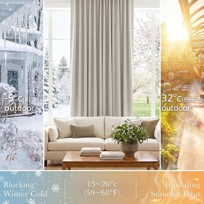 PONY DANCE Blackout Short Cafe Curtains, Privacy Light Block Small Window Curtains for Bedroom Kitchen Basement Dining Classroom, W 29 x L 30 inches, Cream, 2 Panels
