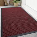 Smiry Front Door Mat Outside Entrance, Heavy Duty Natural Rubber Doormat, Non Slip, Trap Dirt and Moisture, Easy Clean, Low Profile Welcome Floor Mats for Indoor Outdoor Entry, 47x32 Inch, Red