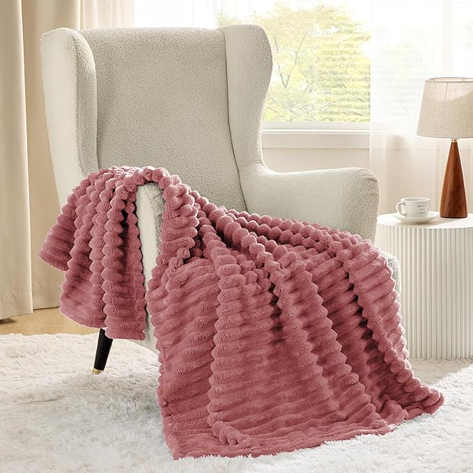 Bedsure GentleSoft Dusty Pink Fleece Blanket for Couch - Cozy Soft Blankets for Women, Cute Small Throws for Girls, 50x70 Inches