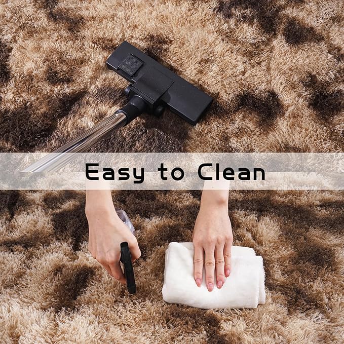 Pionblank Super Fluffy Brown Rug for Bedroom 5x7, Modern Indoor Shag Carpet, Soft Plush Non Slip Rugs for Living Room Kids Room Cloakroom Home Decor, Tie-Dyed Coffee