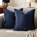 GIGIZAZA Navy Blue Velvet Pillow Covers 24x24,Square Solid Throw Pillow Covers Decorative Modern Pillows Big Vintage Cases for Couch Pack of 2