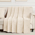 50x70 Inch Beige Throw Blanket - Soft & Fluffy Fleece, Cute & Aesthetic, Perfect for Sofa, Couch, Chair, Bed, Living Room & Bedroom, All-Season Use, Plush & Cozy Decorative Blanket