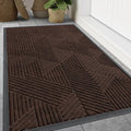 Smiry Front Door Mat Outside Entrance, Heavy Duty Sturdy Natural Rubber Doormat, Trap Dirt and Moisture, Easy Clean Low Profile Welcome Floor Mats for Indoor Outdoor Entry, 59x34 Inch, Dark Brown