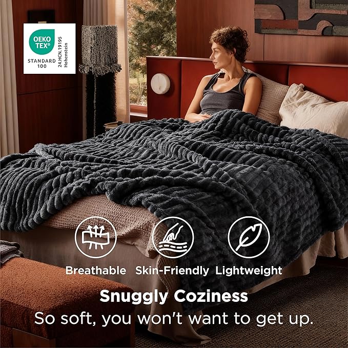 Bedsure GentleSoft Grey Fleece King Blanket for Couch - Cozy Soft Blankets for Women, Cute Small Throws for Girls, 108x90 Inches