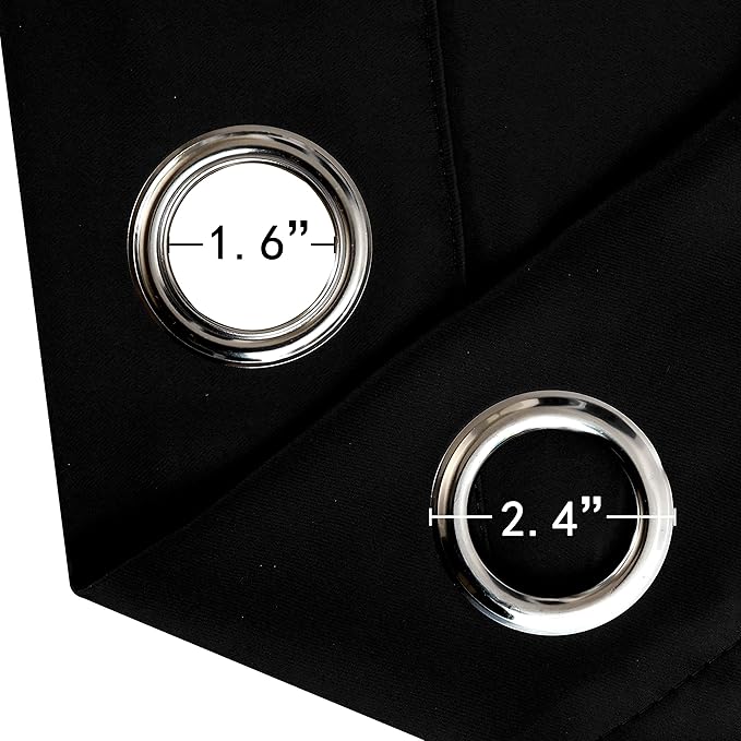 LEMOMO Black Thermal Blackout Curtains/42 x 72 Inch/Set of 2 Panels Room Darkening Curtains for Bedroom
