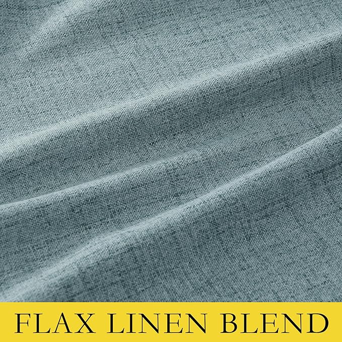 NICETOWN 100% Absolutely Blackout Linen Curtains with Thermal Insulated Liner, Skylark Blue, 62" Wide, 84" Length Energy Saving Curtains for Living Room 2 Panels Set, Vertical Blinds