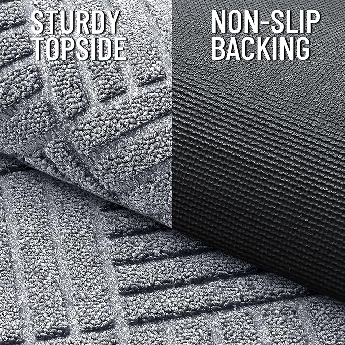 OLANLY Front Door Mat Outside Entrance 35x23, Absorbent, Heavy Duty Sturdy Natural Rubber Doormat Indoor Outdoor, Stain Fade Resistant, Non-Slip Low Profile Floor Mat Entryway, Charcoal Gray Diamond