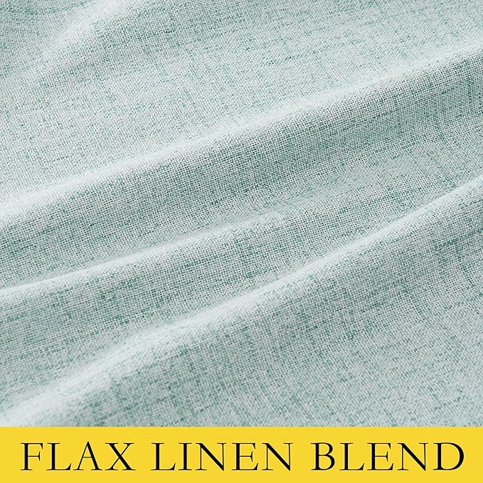 NICETOWN 100% Absolutely Blackout Linen Curtains with Thermal Insulated Liner, Seafoam Green, 62" Wide, 102" Length Energy Saving Curtains for Living Room 2 Panels Set, Vertical Blinds