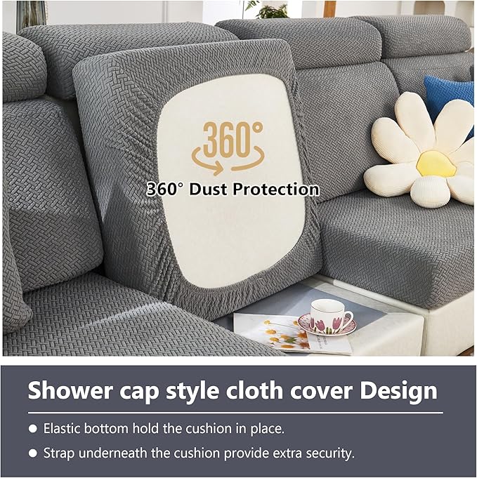Couch Cushion Covers for Sofa Couch Covers Wear-Resistant Universal Sofa Cover Washable Stretch for Sectional Slipcovers (Texture-Gray,Back Cover M)