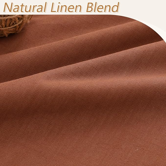Guken Terracotta 100% Blackout Curtains 84 Inch Length 2 Panels Set Fall Curtains for Living Room Bedroom Back Tab Thermal Insulated Black Out Linen Drapes，52x84