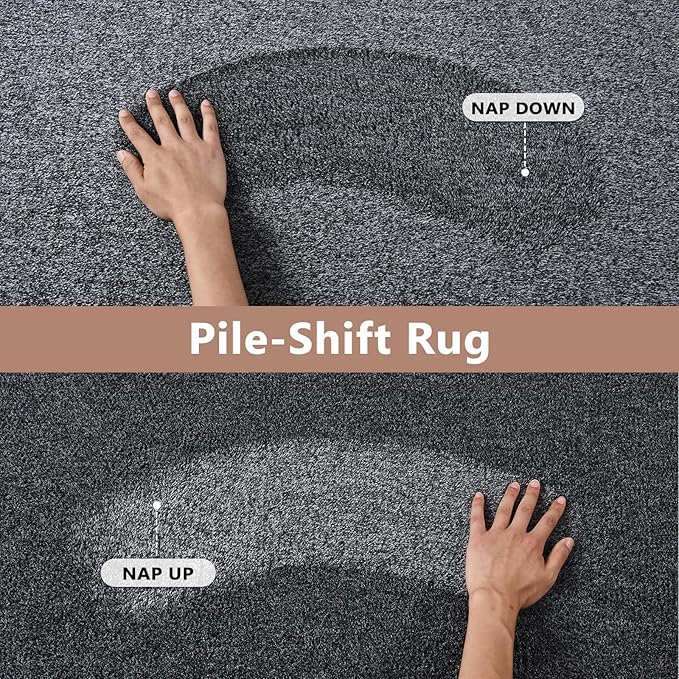FinRèc 4x6 Washable Area Rugs for Bedroom Living Room, Low Pile Thin Rug Solid Color, Non-Slip Carpet Indoor for Home Decor (Grey)