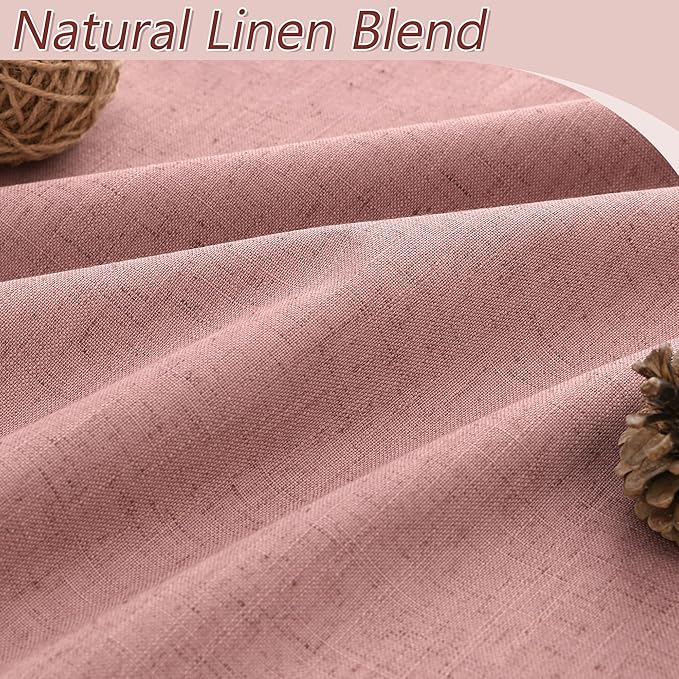 Guken 100% Blackout Curtains 90 Inch Length 2 Panels Set for Living Room Bedroom Back Tab Thermal Insulated Black Out Linen Drapes Room Darkening Window Curtains 90 Inches Long, Ash Rose