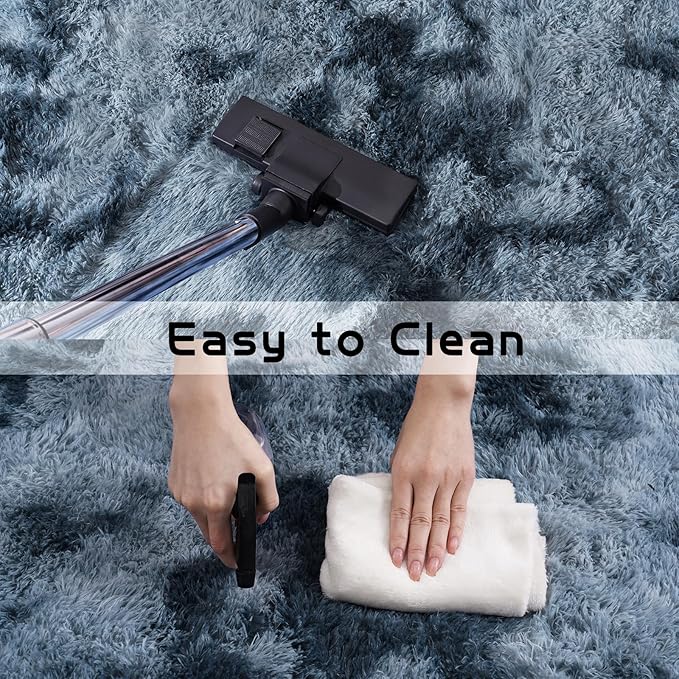 Pionblank Large Area Rug for Living Room 10x14, Fuzzy Modern Shag Rug, Fluffy Plush Non Slip Soft Furry Carpet for Bedroom Kids Room Nursery Teens Dorm Home Decor, Blue Grey