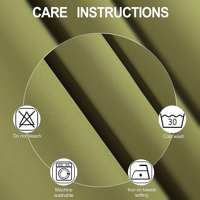 LEMOMO Blackout Curtains 66 x 95 inch/Olive Green Curtains Set of 2 Panels/Thermal Insulated Room Darkening Bedroom Curtains