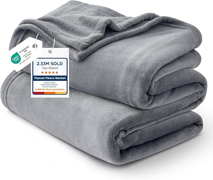 Bedsure Fleece Blanket Twin Blanket Grey - 300GSM Soft Lightweight Plush Cozy Twin XL Blankets for Bed, Sofa, Couch, Travel, Camping, 66 inch X 90 inch