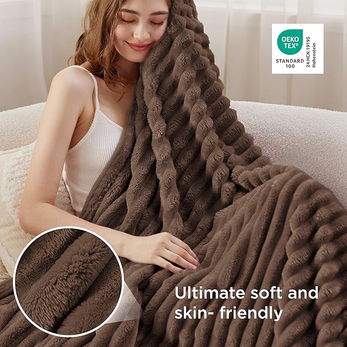 Bedsure GentleSoft Brown Twin XL Blanket for Bed - Cozy Soft Blankets for Women, Cute Small Fleece Throws for Girls, Birthday Gifts for Women Day Decor Gifts for Mom, 66x90 Inches