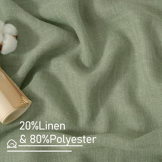 LAMIT Semi Sheer Linen Curtains 36 Inch Length for Cafe, Light Filtering Panels Back Tab and Rod Pocket Neutral Drapes for Bathroom/Kitchen/Loft Room, 25 x 36 Inch, 2 Panels